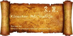 Kinszker Mátyás névjegykártya